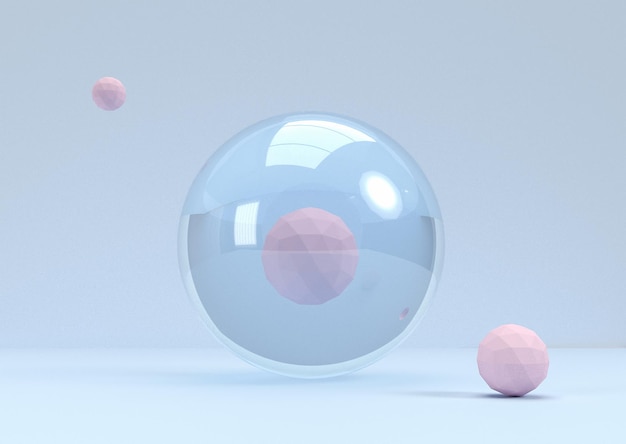 bola de cristal azul sobre fondo azul renderizado 3d