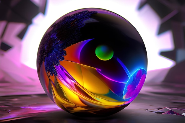 una bola de cristal con los colores del arcoíris