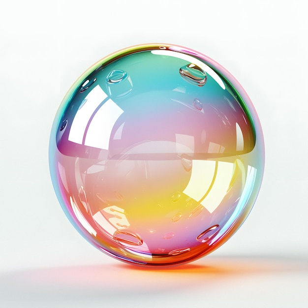 una bola de cristal de colores brillantes con un reflejo sobre una superficie blanca IA generativa