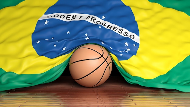 Bola de basquete bandeira do brasil