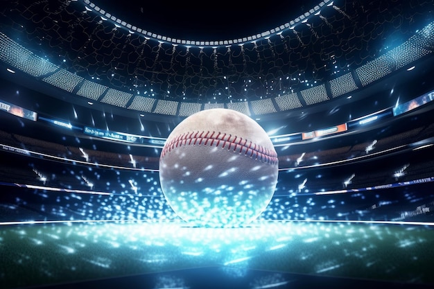 Bola de beisebol grande em luzes Gerar Ai
