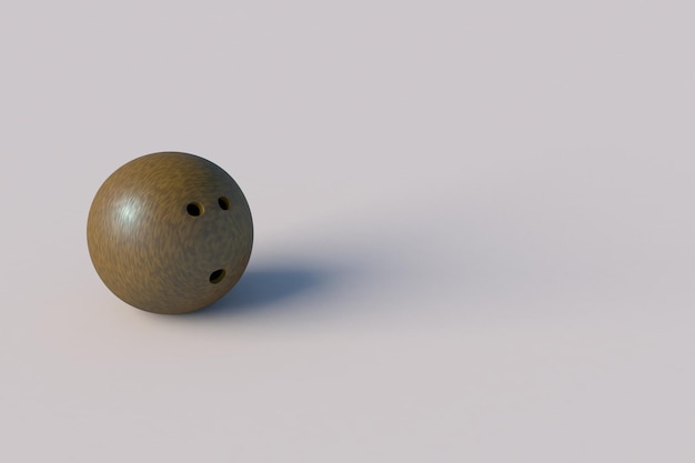 Bola de boliche em uma renderização 3D de fundo branco e limpo