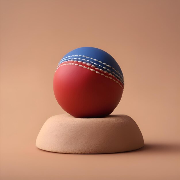 Bola de críquete em um pedestal renderização 3D