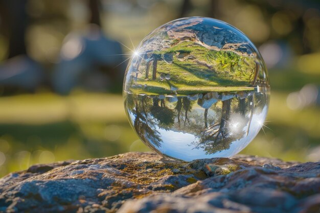 Foto bola de cristal com reflexo