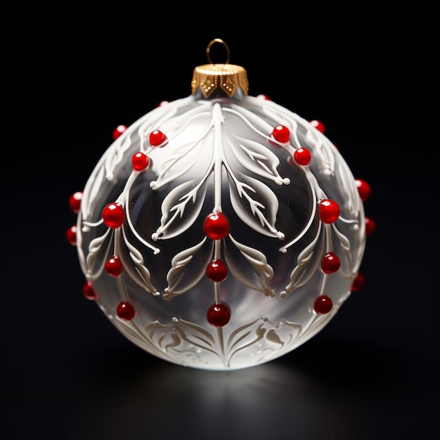 Bola de cristal de Natal neve cristal preto de fundo imagem de arte gerada por Ai
