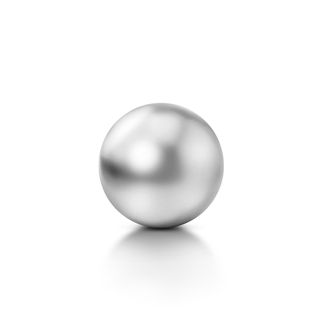 Bola de cromo brilhante realista com brilhos e reflexo em renderização 3D branca