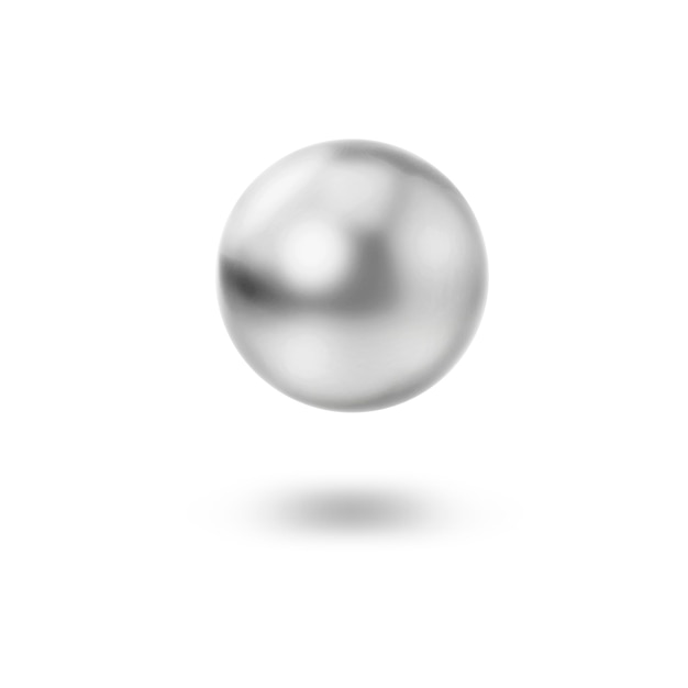 Bola de cromo brilhante realista com brilhos e reflexo em renderização 3D branca