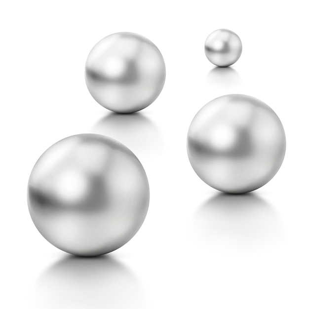 Bola de cromo brilhante realista com brilhos e reflexo em renderização 3D branca