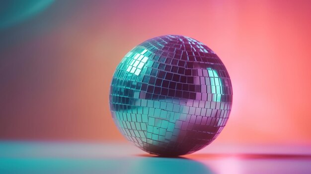 Bola de discoteca brilhante em um fundo criativo pastel brilhante Generative Ai