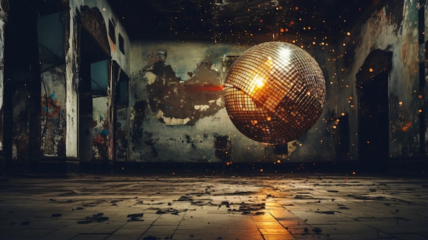 Foto bola de discoteca com raios brilhantes