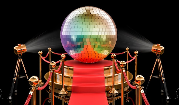 Bola de discoteca na renderização 3D do pódio