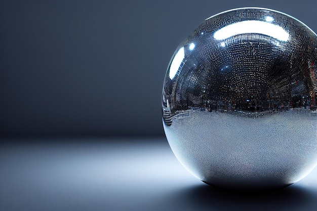 Foto bola de espelho de discoteca de festa refletindo luzes de cor azul 3d renderização ilustração raster