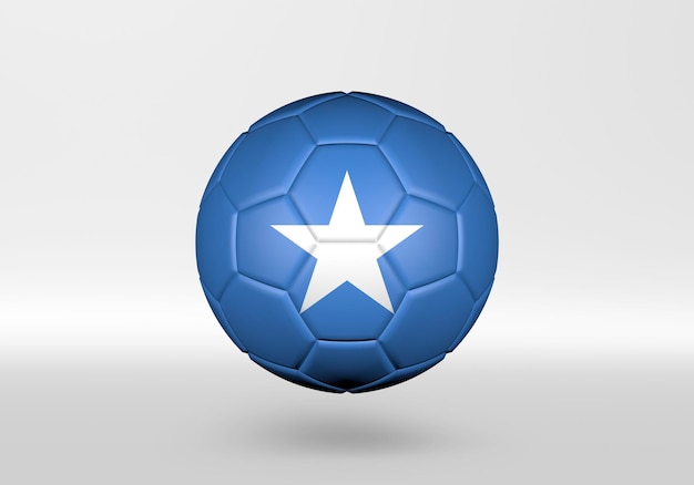 bola de futebol 3D com a bandeira da Somália em fundo cinza