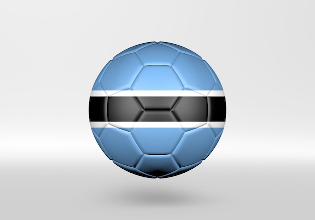 Bola de futebol 3D com a bandeira do Botswana em fundo cinza