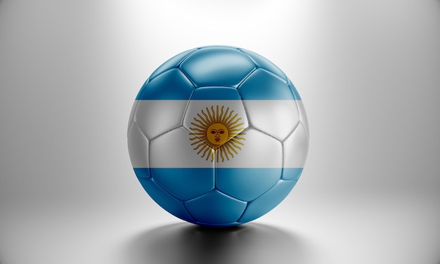 Bola de futebol 3D com bandeira do país Argentina. Bola de futebol com bandeira da Argentina