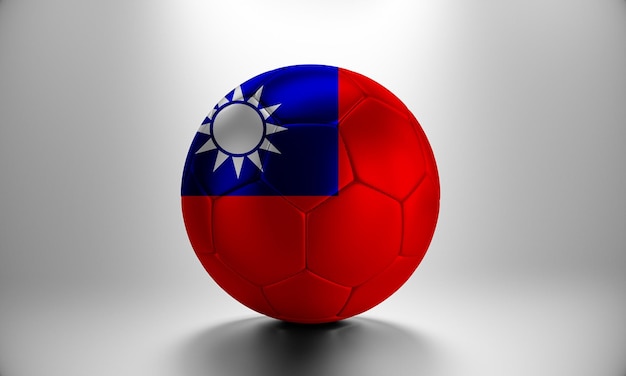 Bola de futebol 3d com bandeira do país de taiwan. bola de futebol com bandeira de taiwan