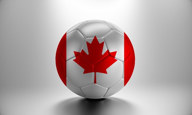Bola de futebol 3D com bandeira do país do Canadá. Bola de futebol com bandeira do Canadá