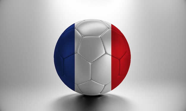 Bola de futebol 3D com bandeira do país França. Bola de futebol com bandeira da França