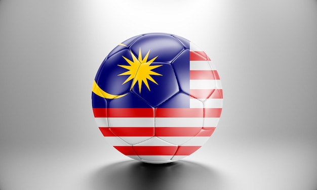 Bola de futebol 3D com bandeira do país Malásia. Bola de futebol com bandeira da Malásia
