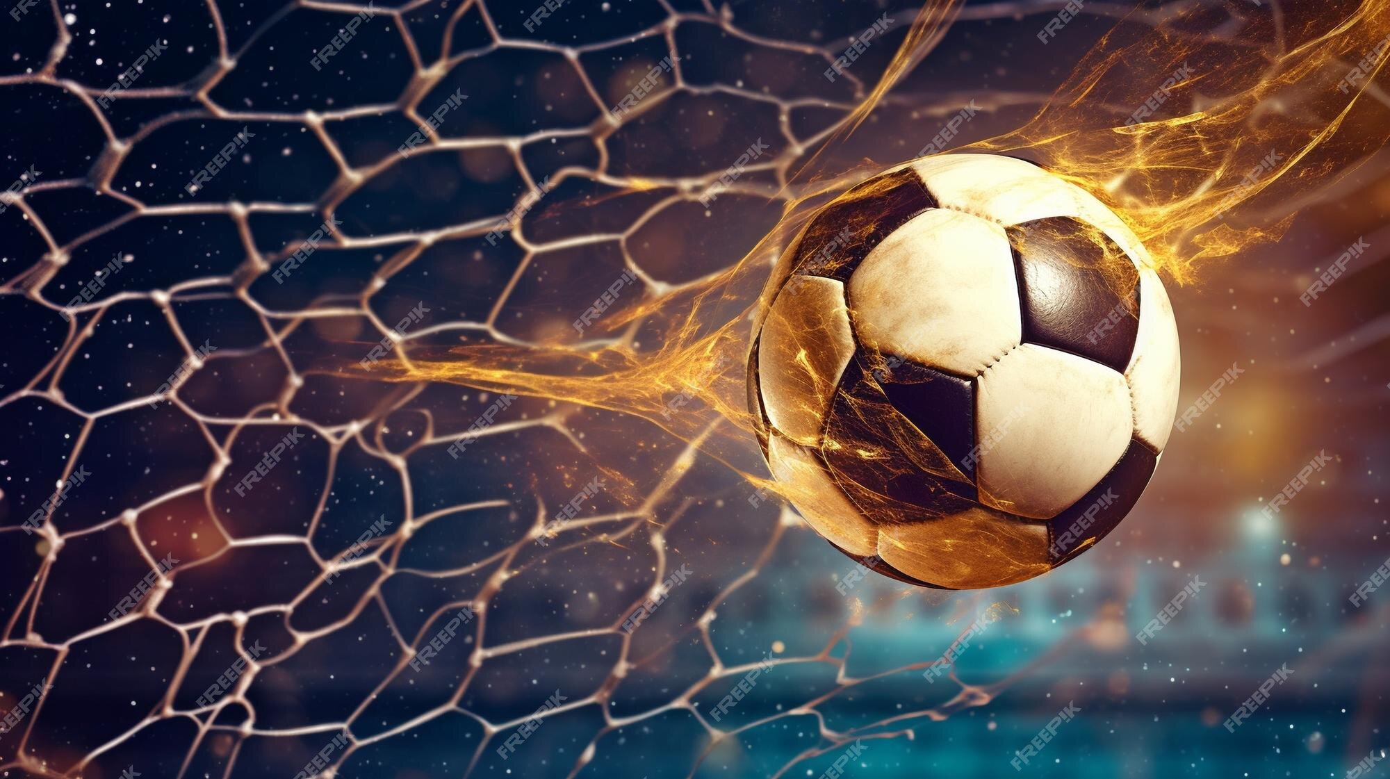 ai gerado. ai generativo. futebol futebol bola em verde Relva