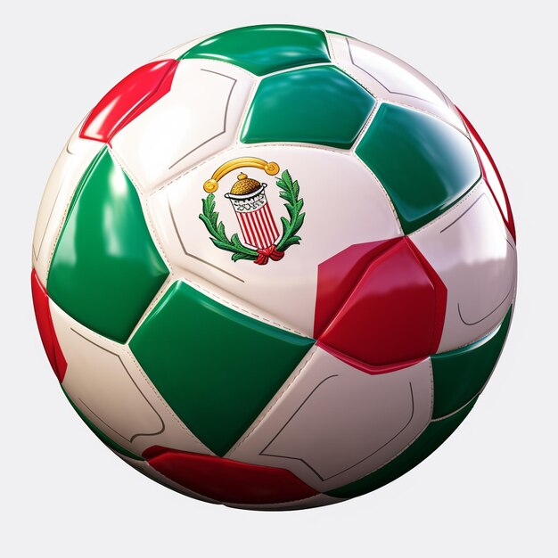 Bola de futebol branca com a bandeira do México em um fundo branco isolada bola de futebal de couro