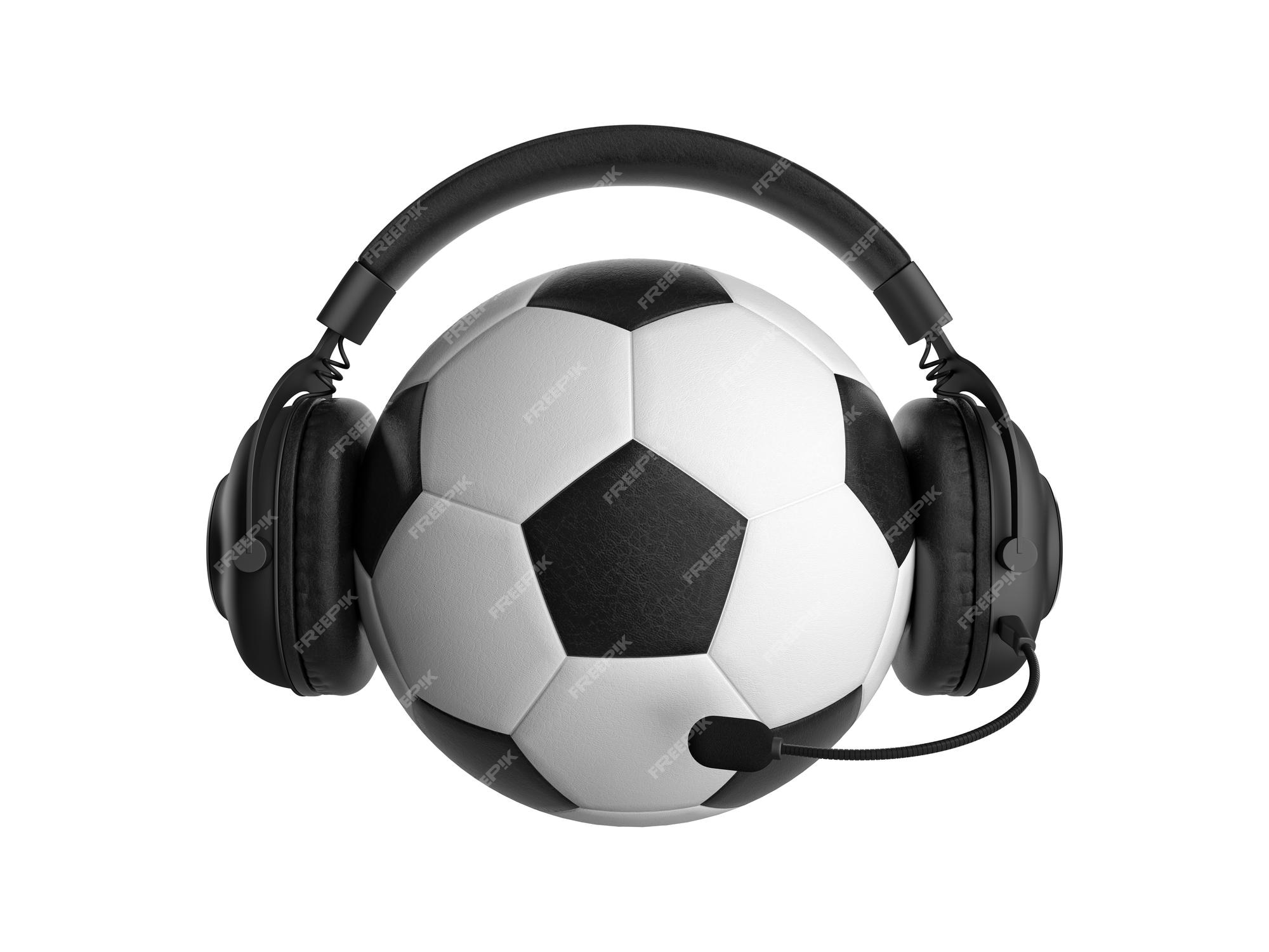 Bola Com Os Fones De Ouvido Para Coisas Do Jogador Da Música E De Futebol,  Foto Longa Foto de Stock - Imagem de cones, conceito: 120997916