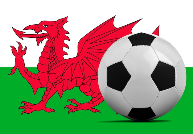 Bola de futebol com a bandeira da seleção do País de Gales
