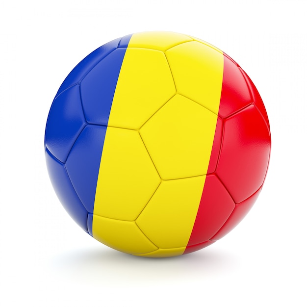 Bola de futebol com bandeira da roménia