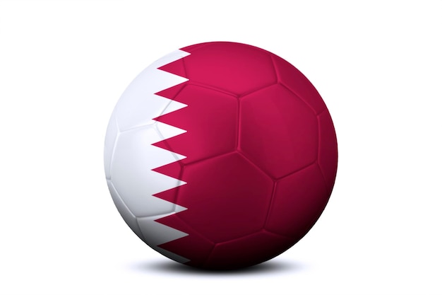 Foto bola de futebol com bandeira do catar no estúdio