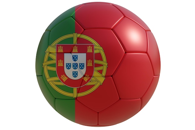 Bola de futebol com bandeira portuguesa isolada em branco transparente Futebol em Portugal