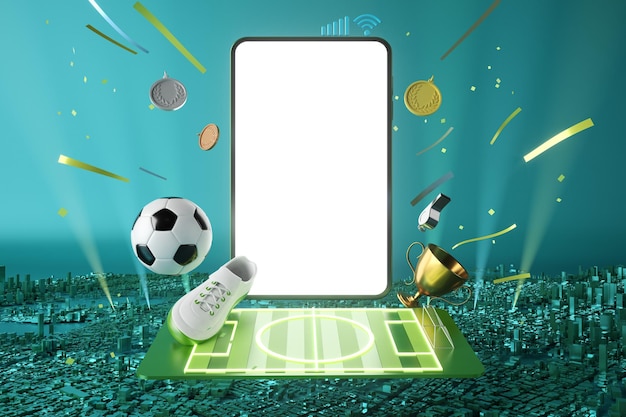 Bola de futebol com efeito de movimento da tela do smartphone