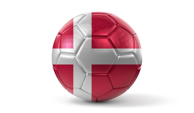 Bola de futebol com ilustração 3D da bandeira nacional da Dinamarca
