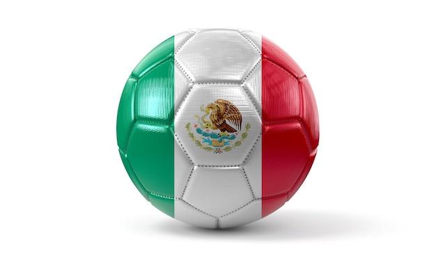 Bola de futebol com ilustração 3D da bandeira nacional do México