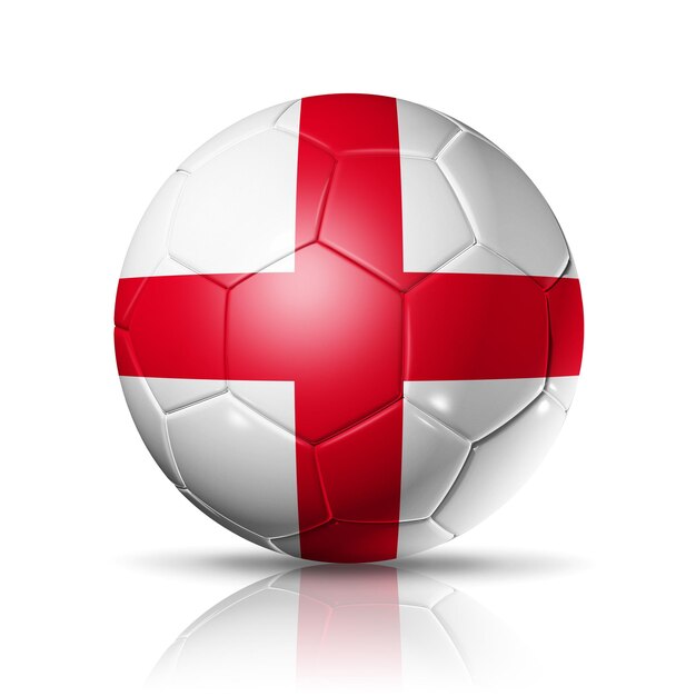 Foto bola de futebol com ilustração de bandeira da inglaterra