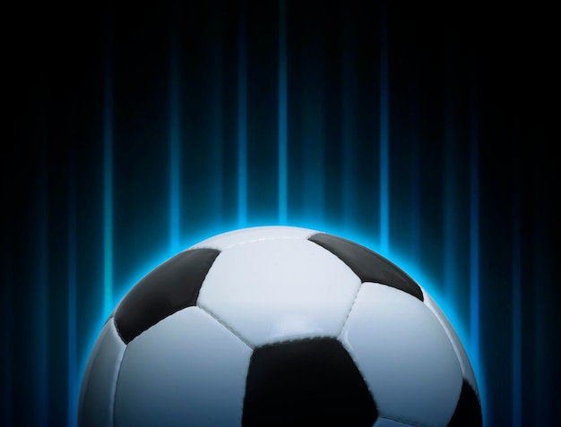 Bola de futebol com luzes abstratas fundo Conceito de jogo de bola de futebol