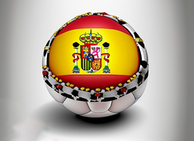 Foto bola de futebol da espanha com a bandeira da áfrica isolada