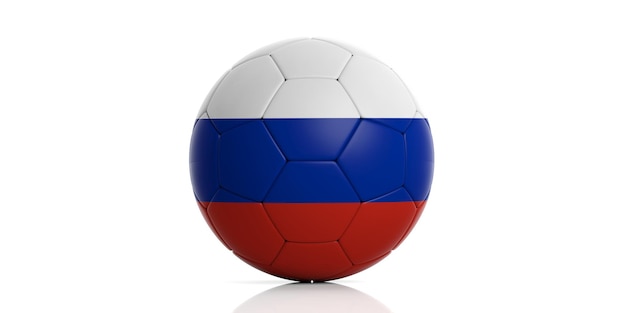 Bola de futebol da Rússia isolada na ilustração 3d de fundo branco