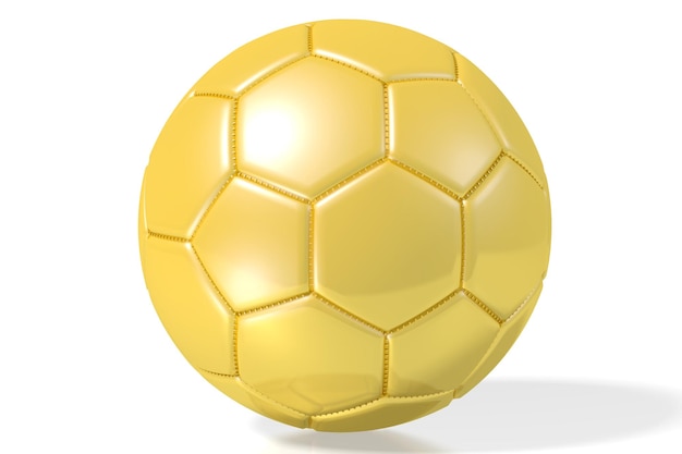 Bola de futebol de couro dourada isolada na ilustração 3D do fundo branco