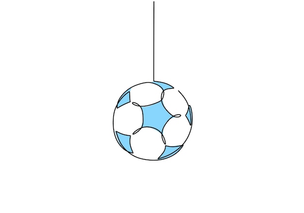 Foto bola de futebol desenho de uma linha contínuo desenhado à mão objeto de tema esportivo