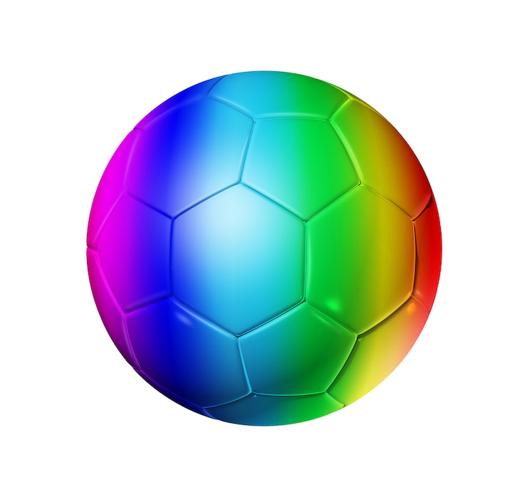 Foto bola de futebol do arco-íris