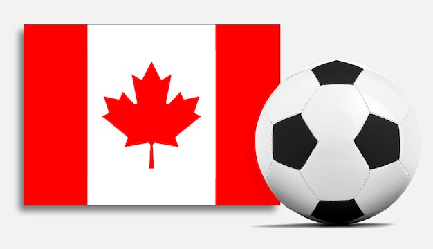 Bola de futebol em branco com a bandeira da seleção do Canadá