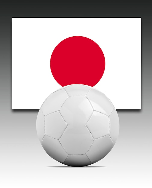 Bola de futebol em branco com a bandeira da seleção do japão