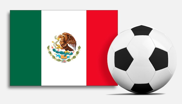 Bola de futebol em branco com a bandeira da seleção do México