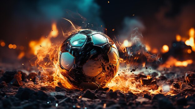 Foto bola de futebol em fundo escuro hd 8k papel de parede imagem fotográfica de estoque