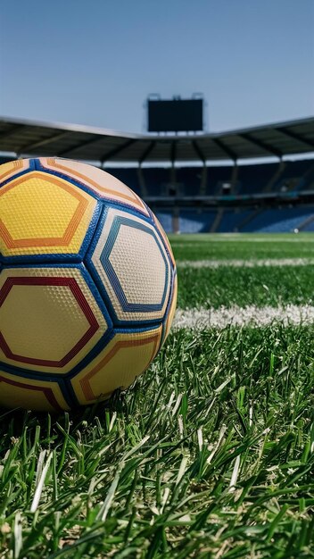 Foto bola de futebol em grama de grama