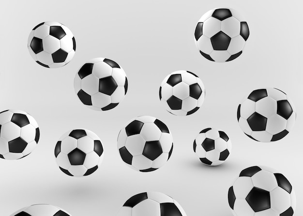 Bola de futebol isolada em renderização 3d de fundo branco