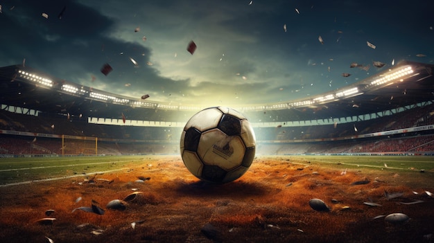 Foto bola de futebol no campo