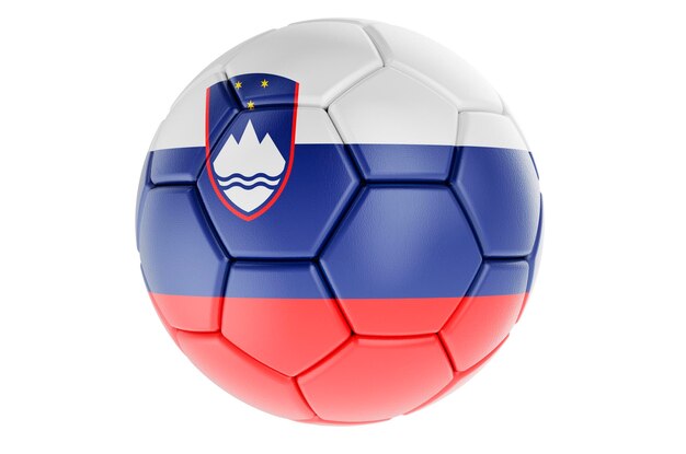 Bola de futebol ou bola de futebol com bandeira eslovena em 3D