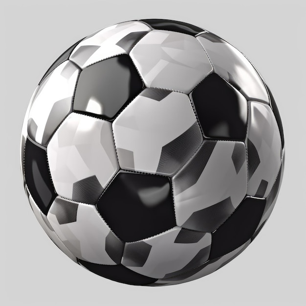 Bola de futebol preto e branco isolada Novo equipamento esportivo em pano de fundo branco Feche a IA generativa