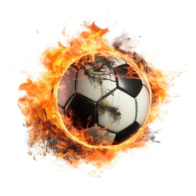 Bola de futebol voando em chamas futebol em chamas